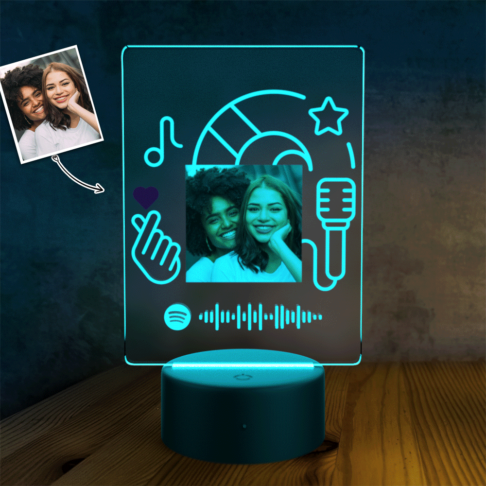 Bandfol Canción acrílica personalizada con foto, placa de Spotify  transparente, regalos de música, regalos personalizados con luz nocturna,  placa de – Yaxa Colombia