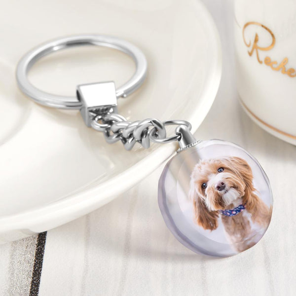 SOUFEEL Llavero personalizado con foto de cristal personalizada con foto de  cristal para perro